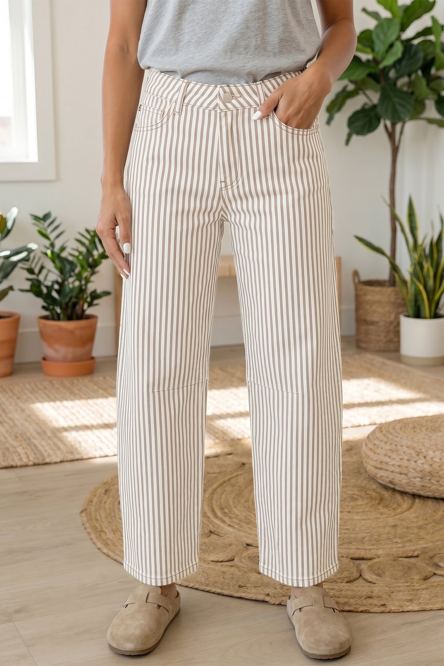 Striped Casual Barrel Jeans- 3 colors