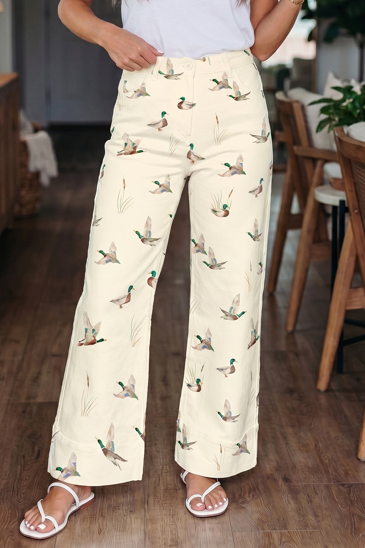 Mallard Printed Cuffed Hem Jeans