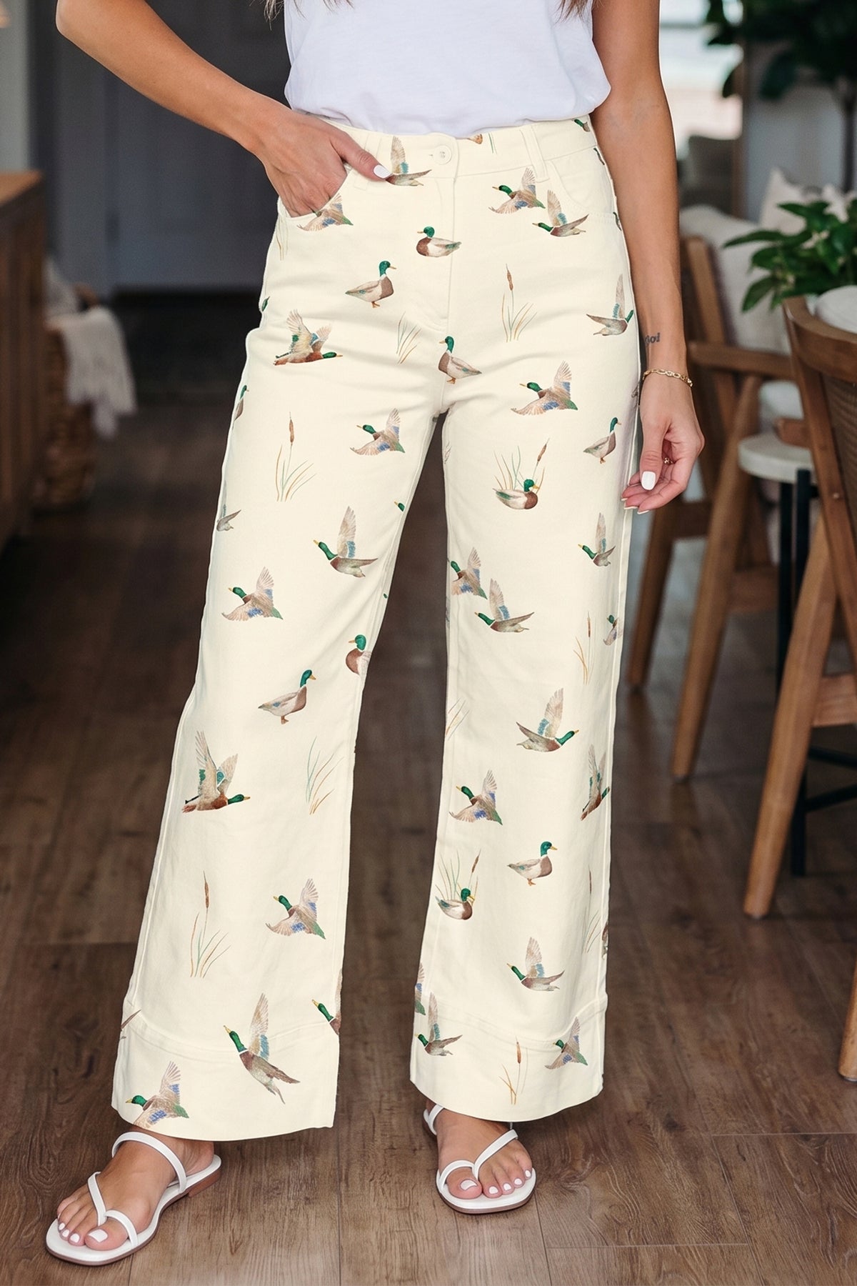 Mallard Printed Cuffed Hem Jeans