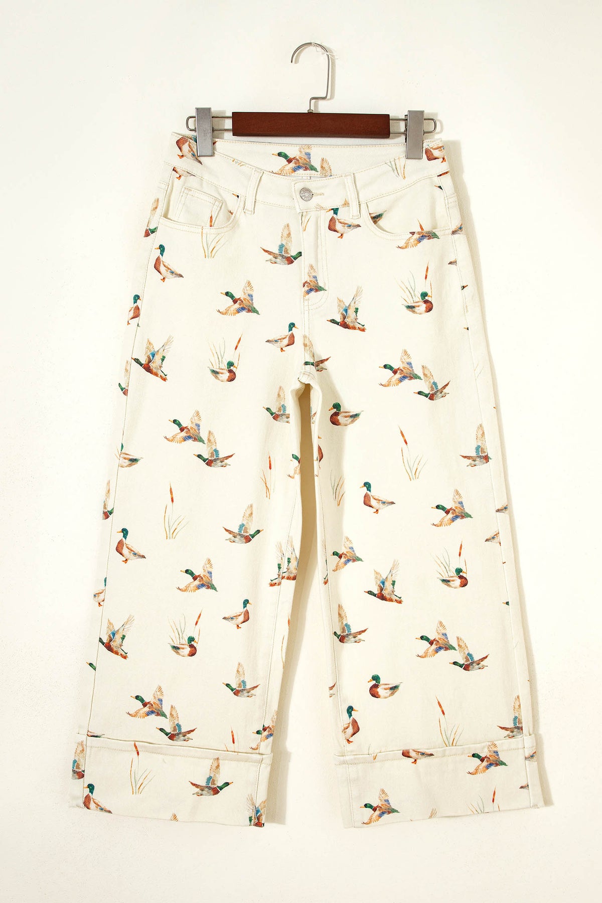 Mallard Printed Cuffed Hem Jeans